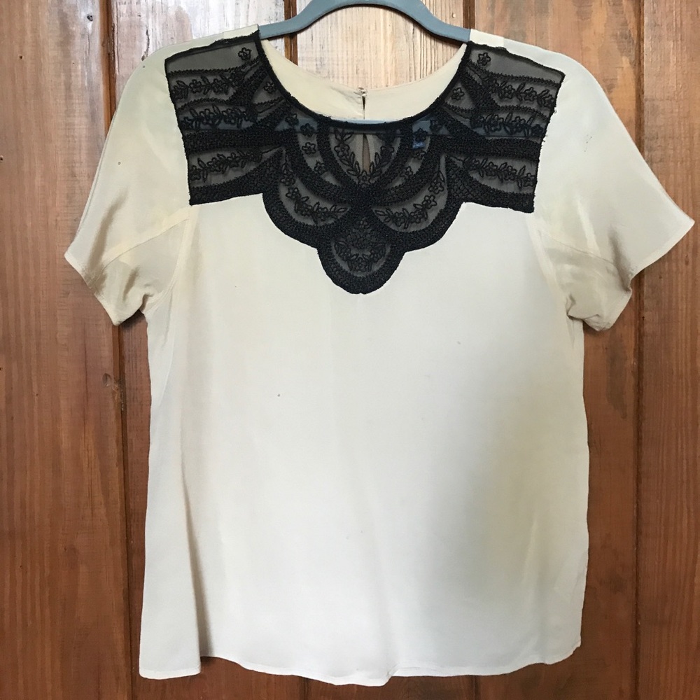 100% Silk Embroidered Anthropologie Blouse